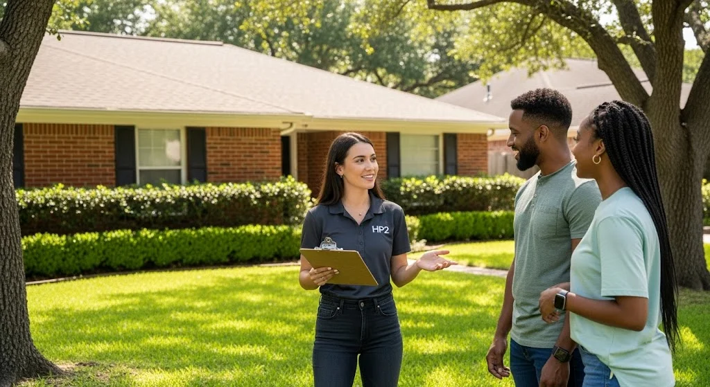 Real estate agent showing a property